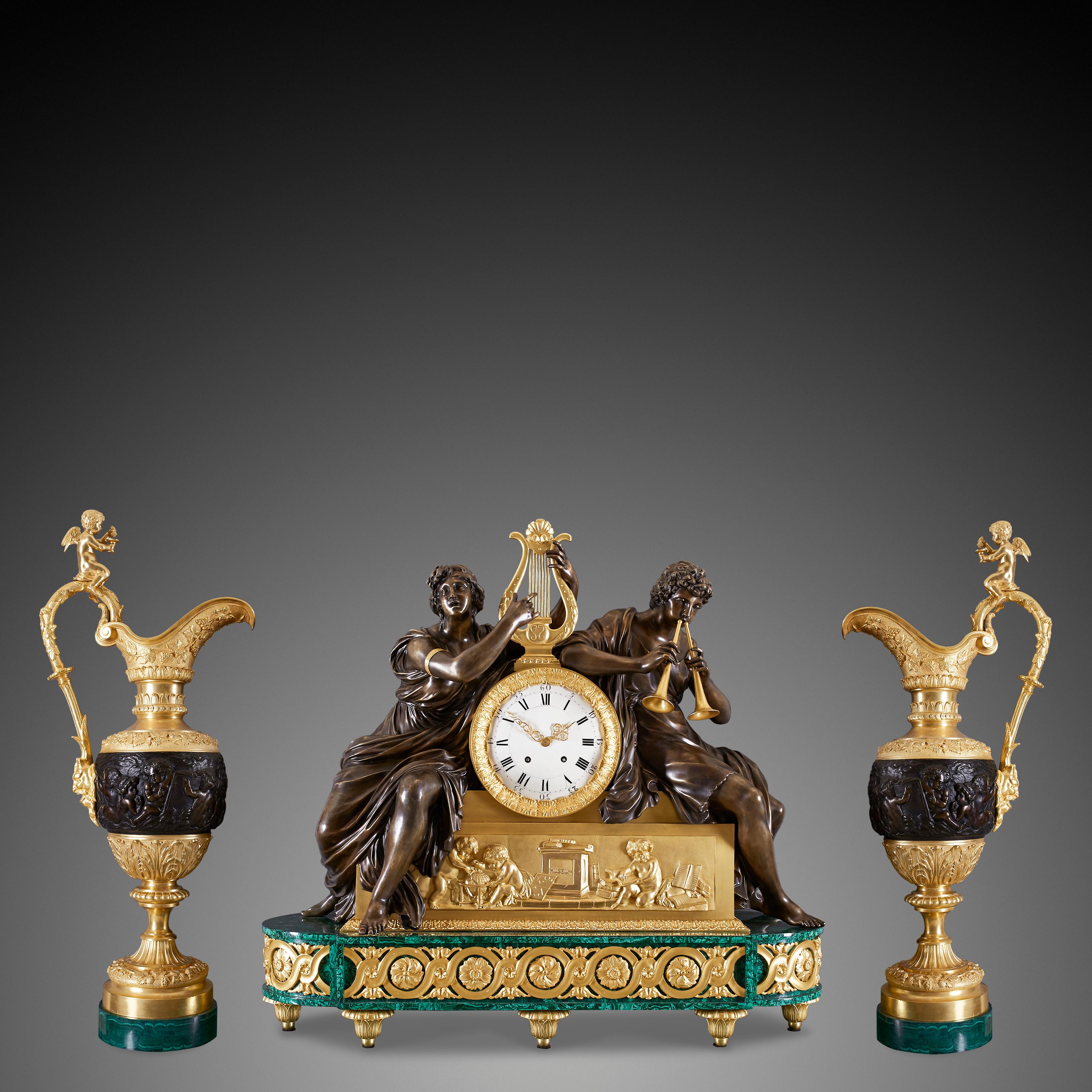 Clock Set 19th Century Louis Philippe Charles X Period by Leroy À Paris 10