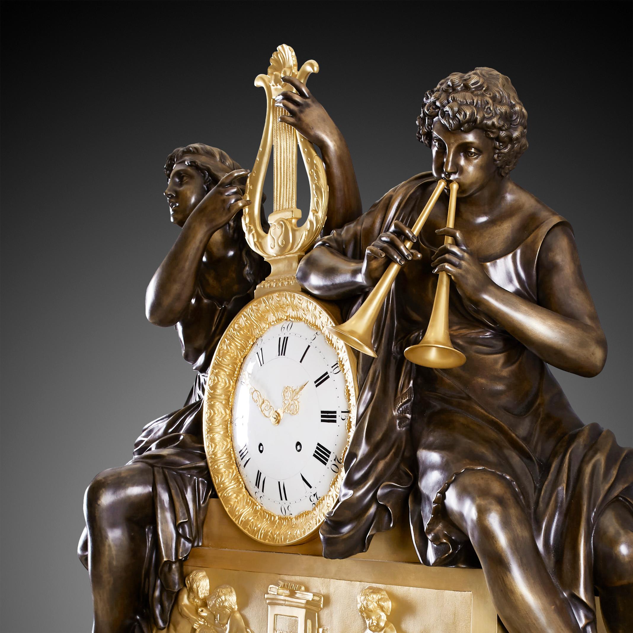 Gilt Clock Set 19th Century Louis Philippe Charles X Period by Leroy À Paris