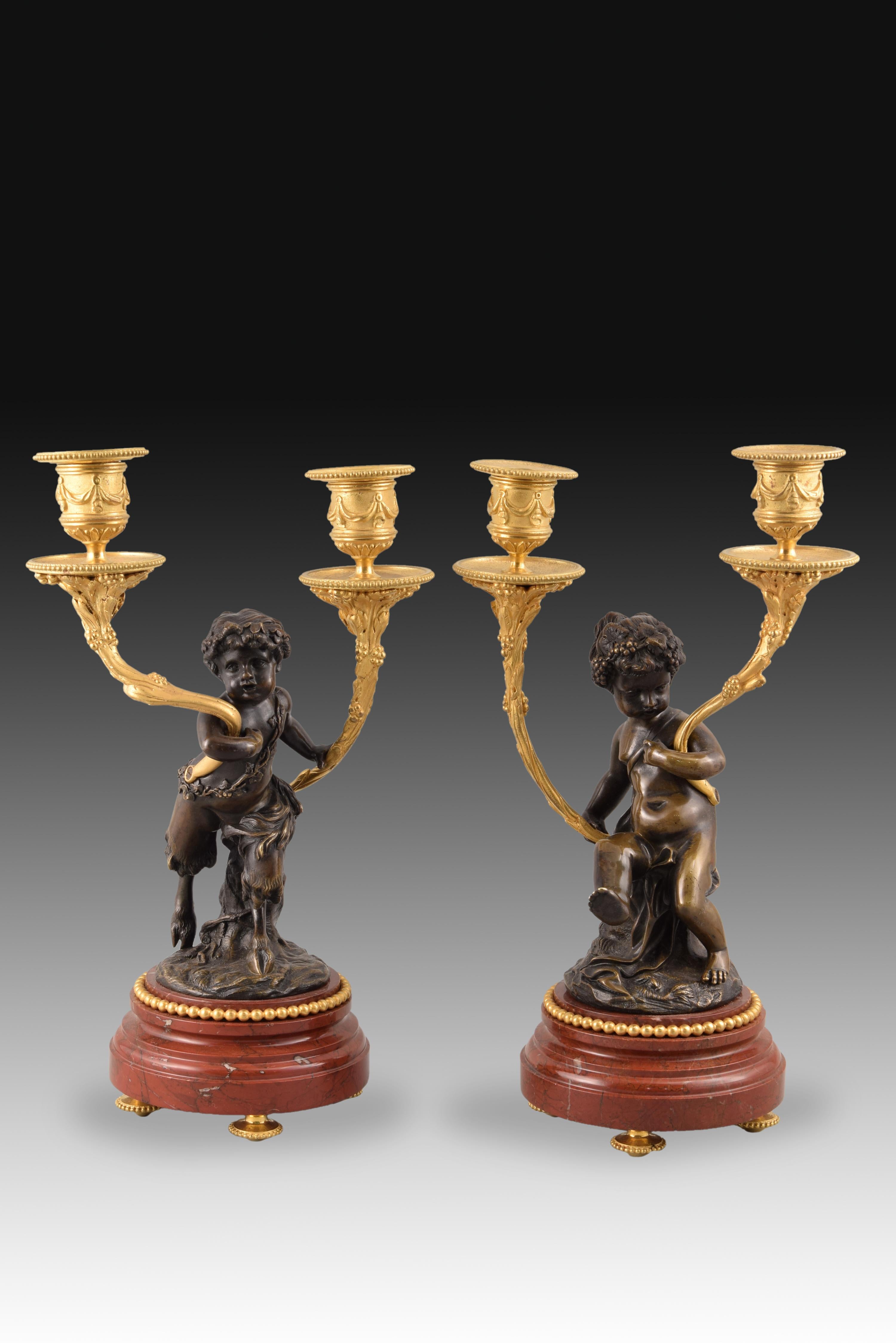 Uhrenset, Bronze, Rouge Griotte, Etc, Frankreich, 19. Jahrhundert nach Clodion im Angebot 6
