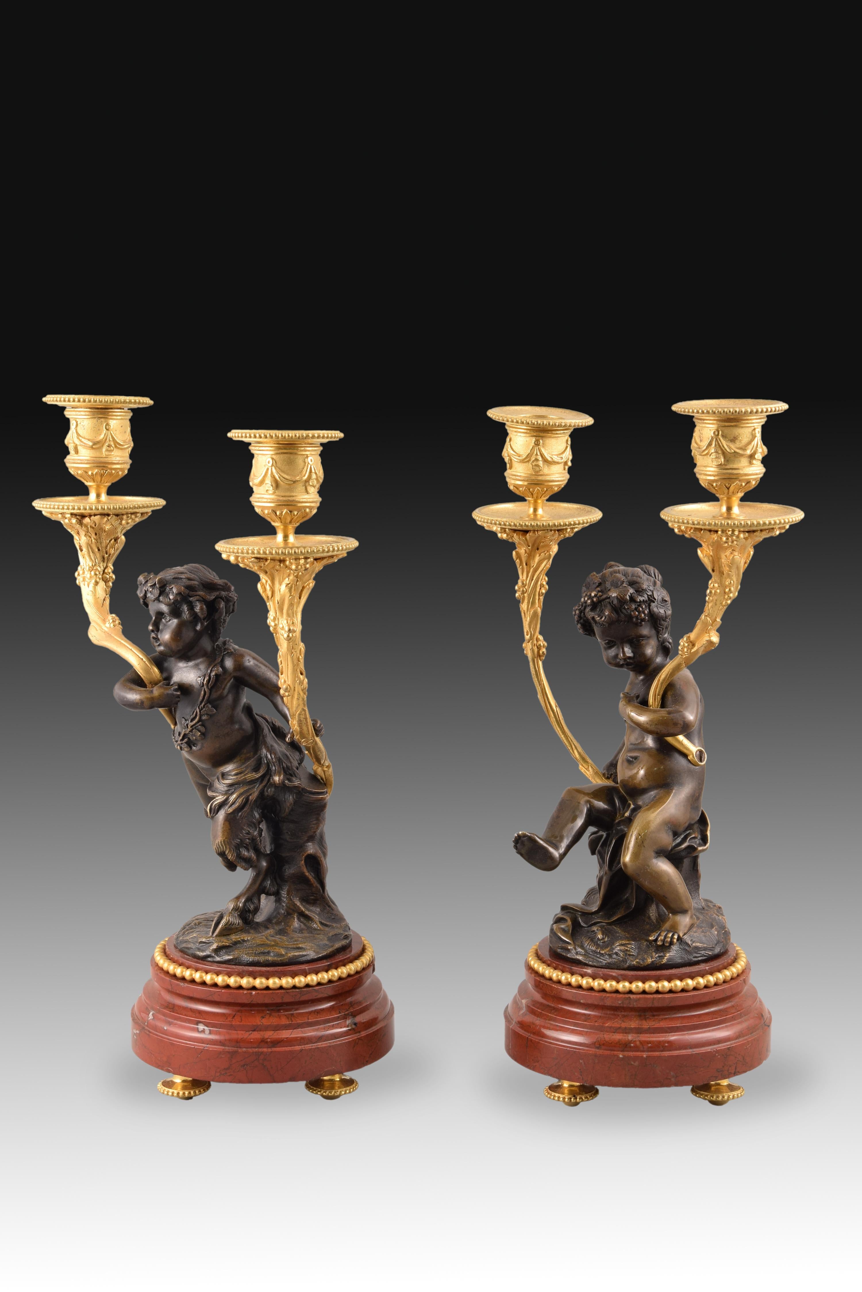 Uhrenset, Bronze, Rouge Griotte, Etc, Frankreich, 19. Jahrhundert nach Clodion im Angebot 7