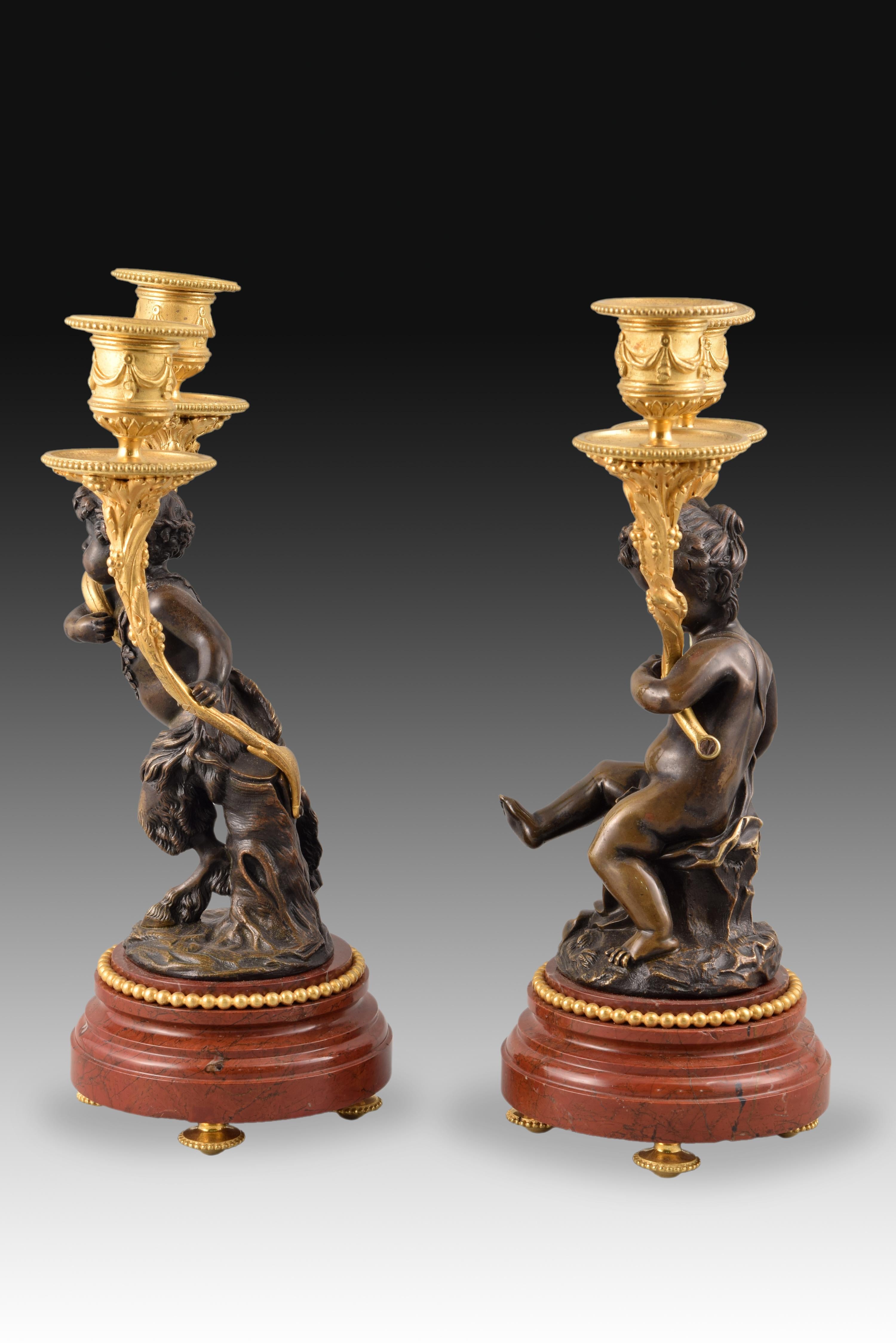 Uhrenset, Bronze, Rouge Griotte, Etc, Frankreich, 19. Jahrhundert nach Clodion im Angebot 8