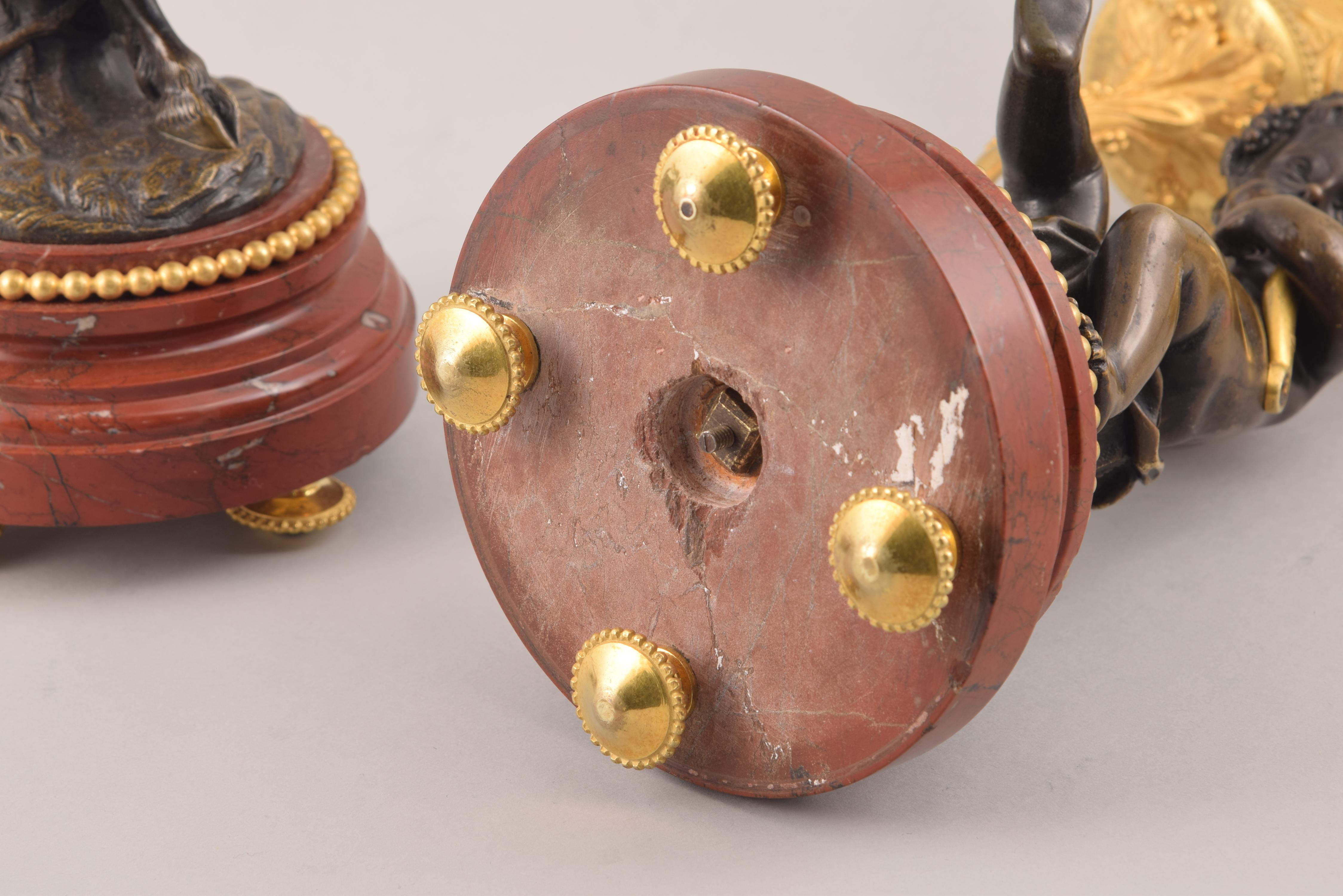 Ensemble d'horloges, bronze, Rouge Griotte, Etc, France, 19e siècle, d'après Clodion en vente 11
