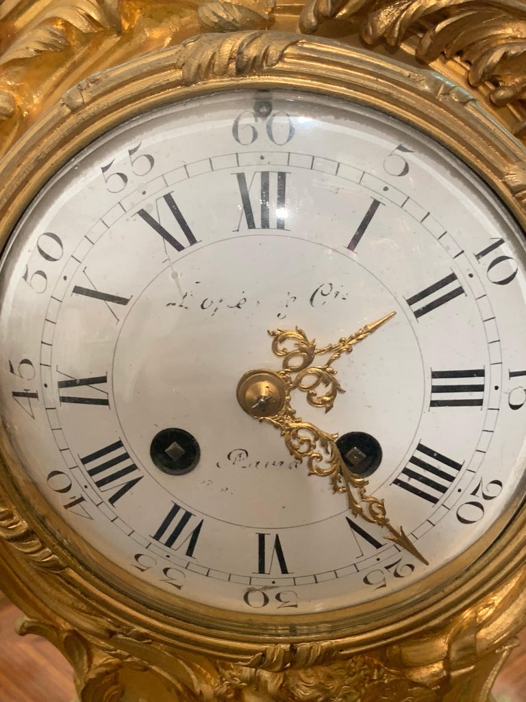 Clock Set in Bronze Three Pieces In Good Condition For Sale In Los Angeles, CA