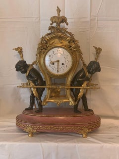 Clock Set in Marble and Bronze by F.Gervais