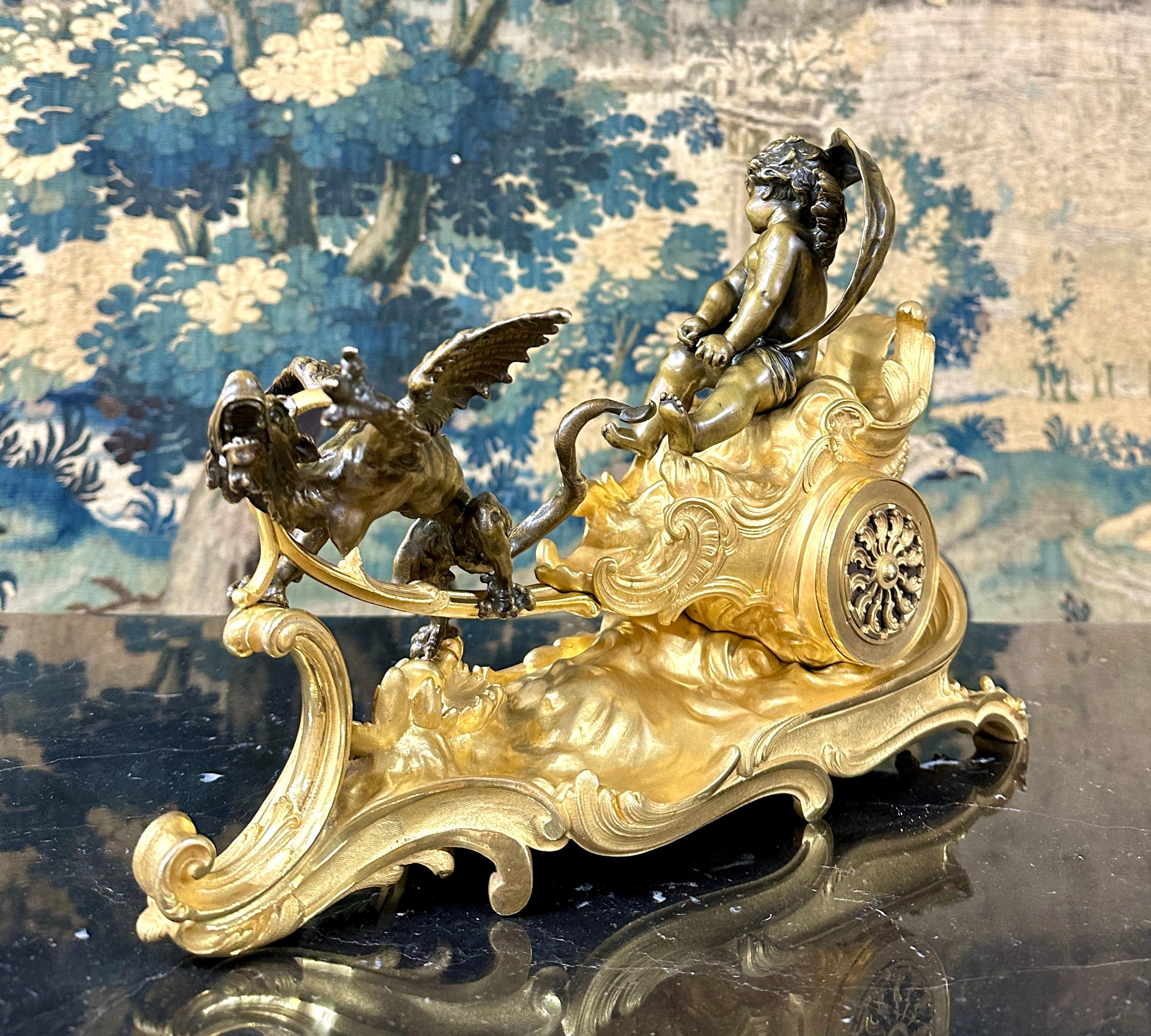Clock with Chariot and Love Towed by a Dragon, Attributed to François Linke, Gil 4