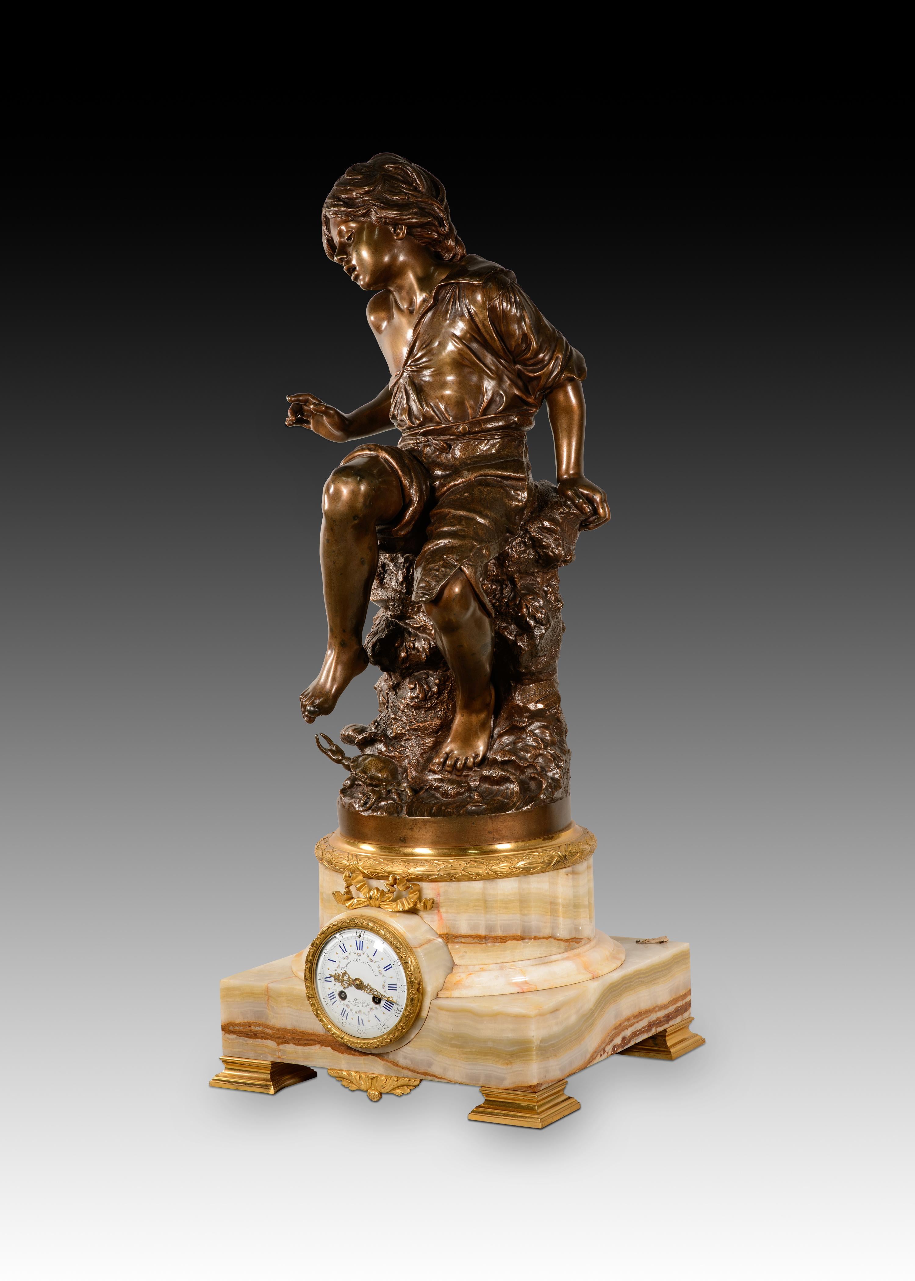 Reloj con escultura. Bronce, piedra. Coupier Fila y Provart, París, Francia. en venta 1