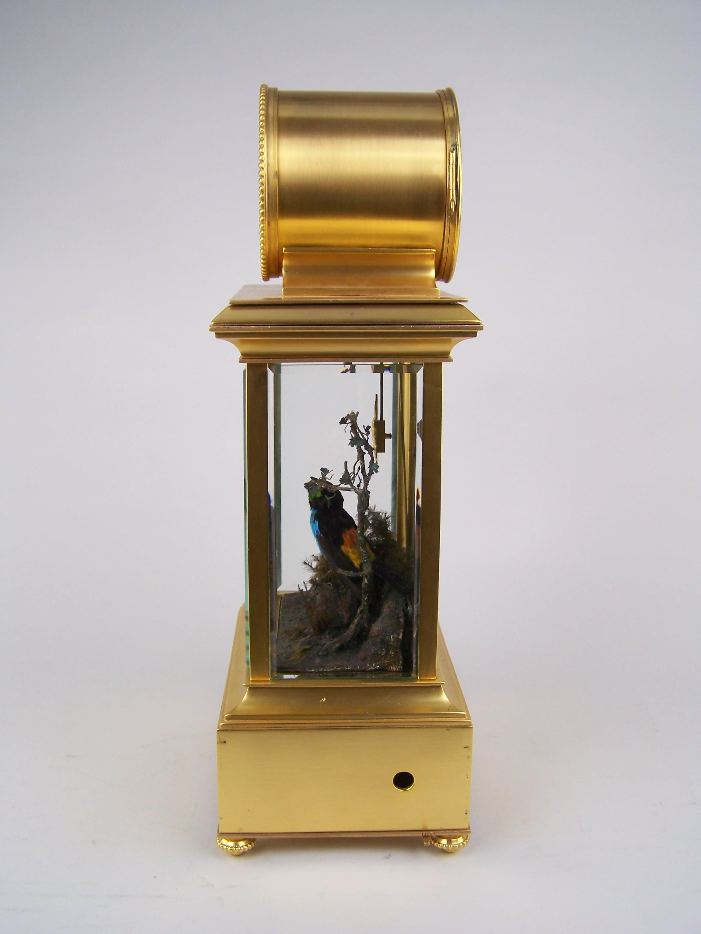 Metalwork Clock with Singing Bird Automaton by Bontems For Sale