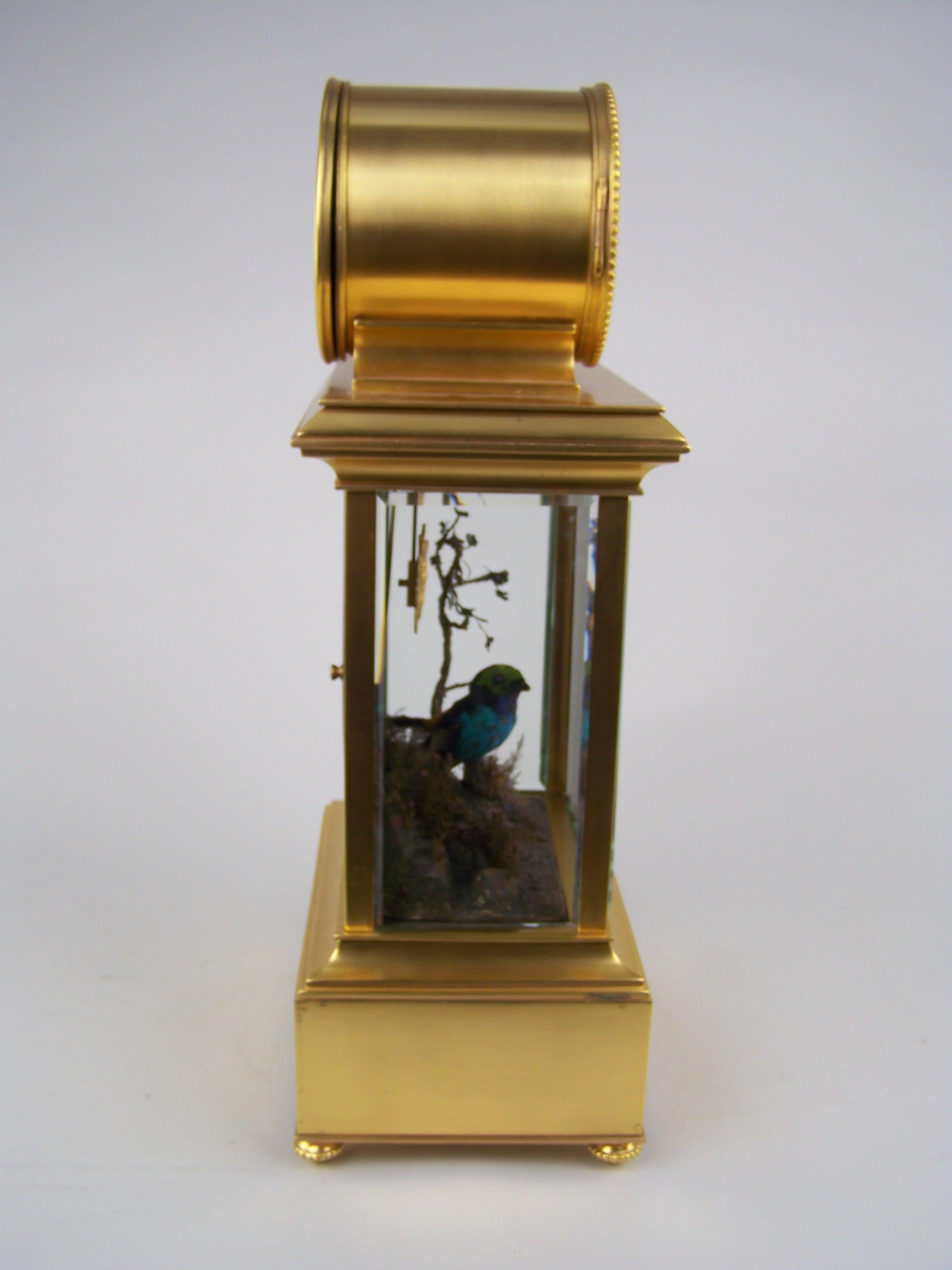 Clock with Singing Bird Automaton by Bontems In Excellent Condition For Sale In Zonhoven, BE
