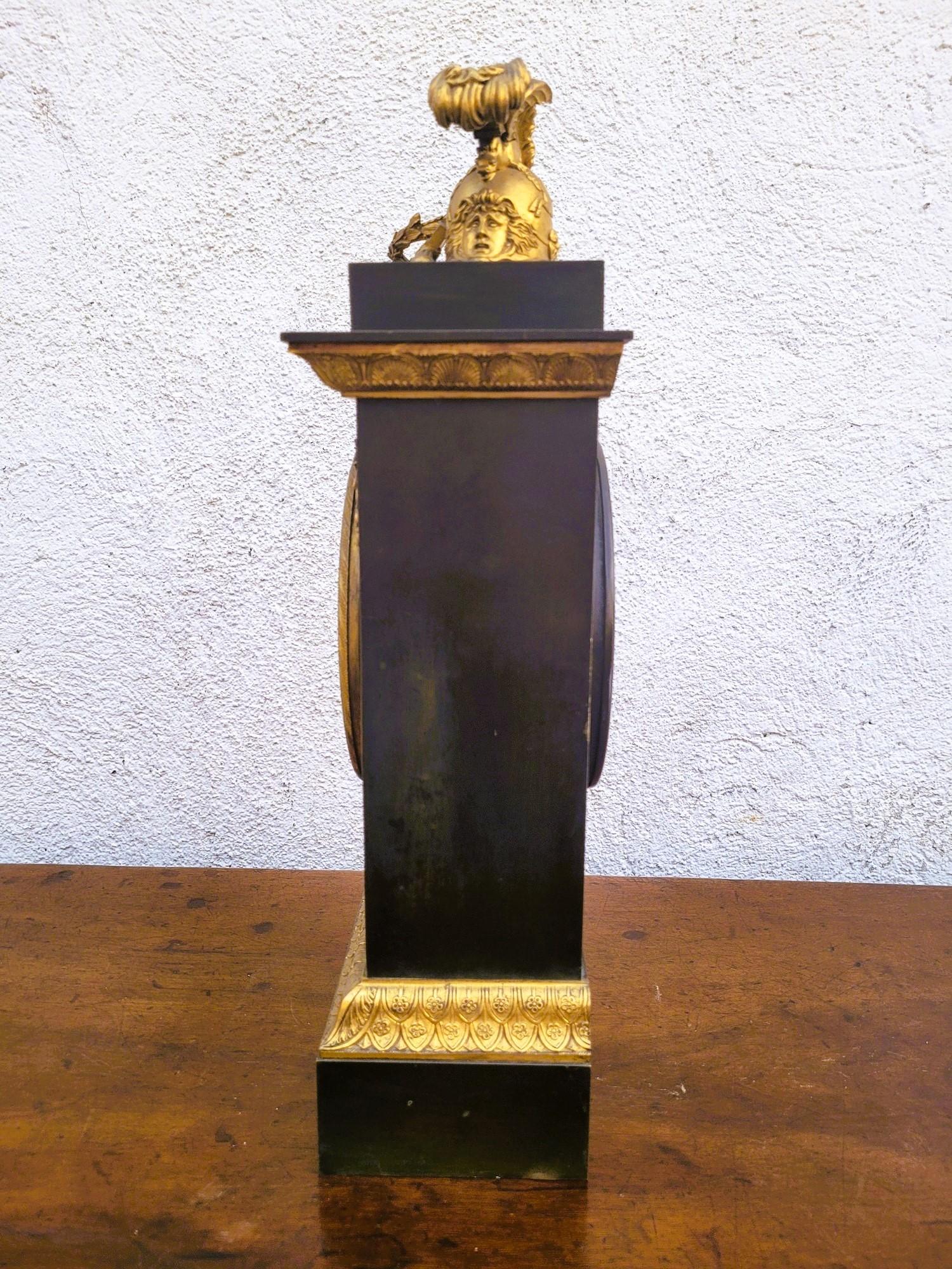 Clock With Warrior Helmet, Bronze, 19th Century For Sale 6
