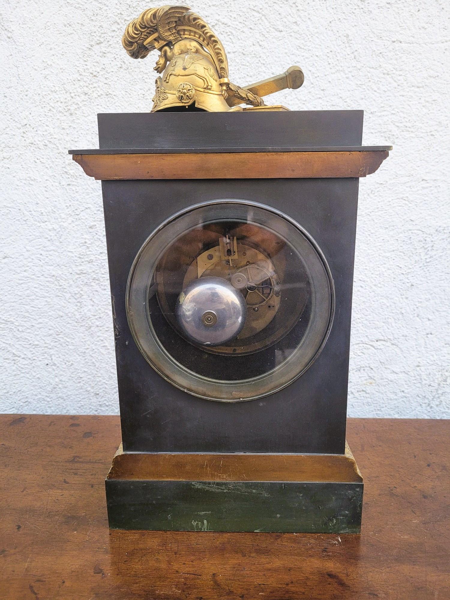 Clock With Warrior Helmet, Bronze, 19th Century For Sale 8