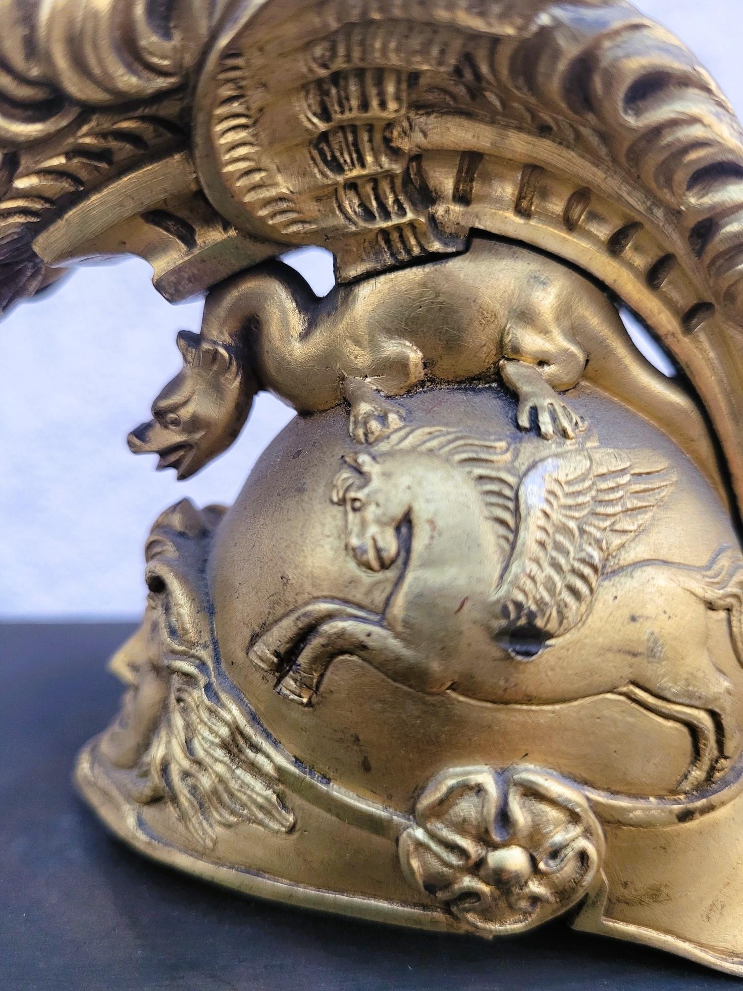 Clock With Warrior Helmet, Bronze, 19th Century For Sale 9