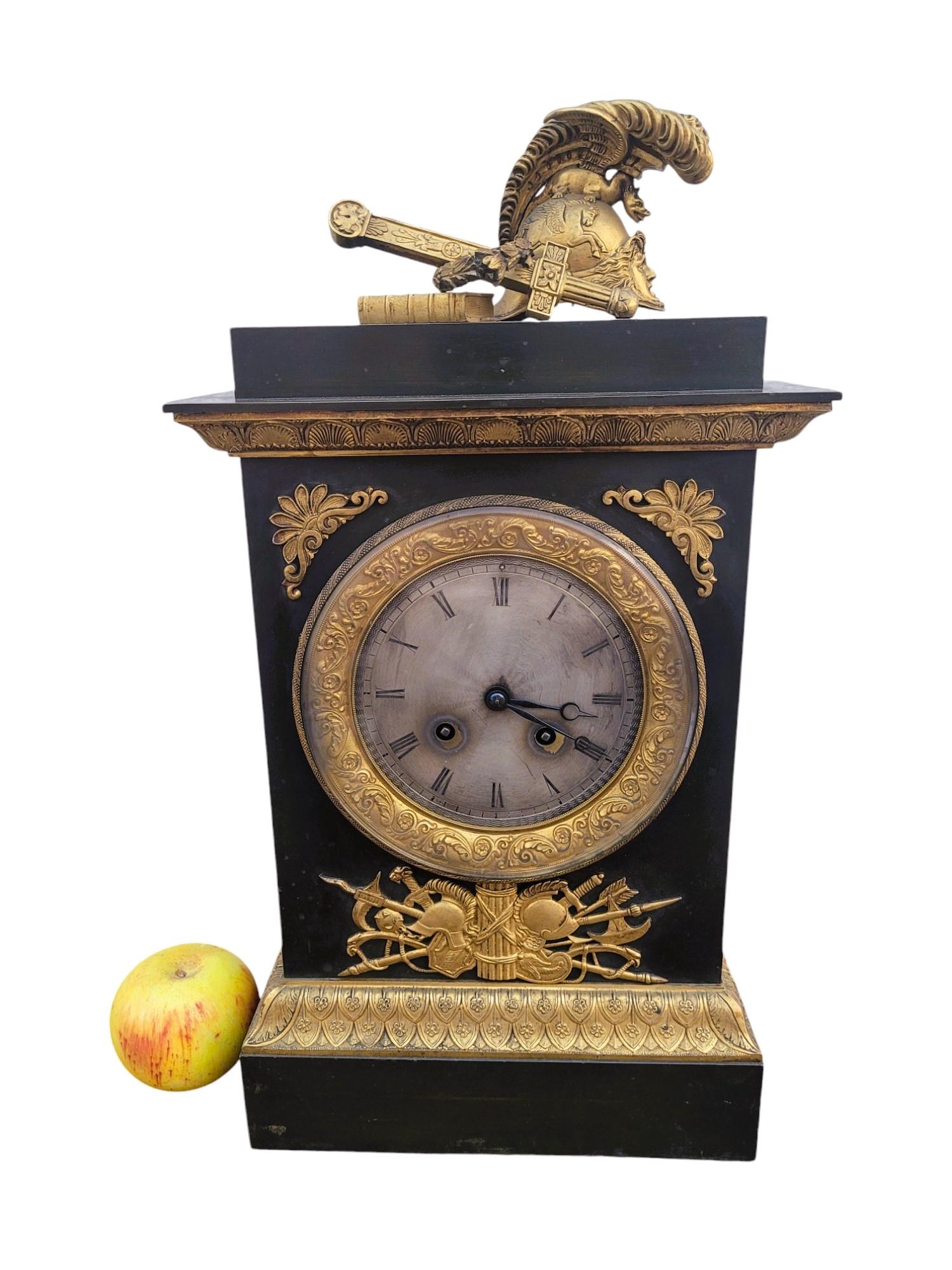Clock With Warrior Helmet, Bronze, 19th Century For Sale 14
