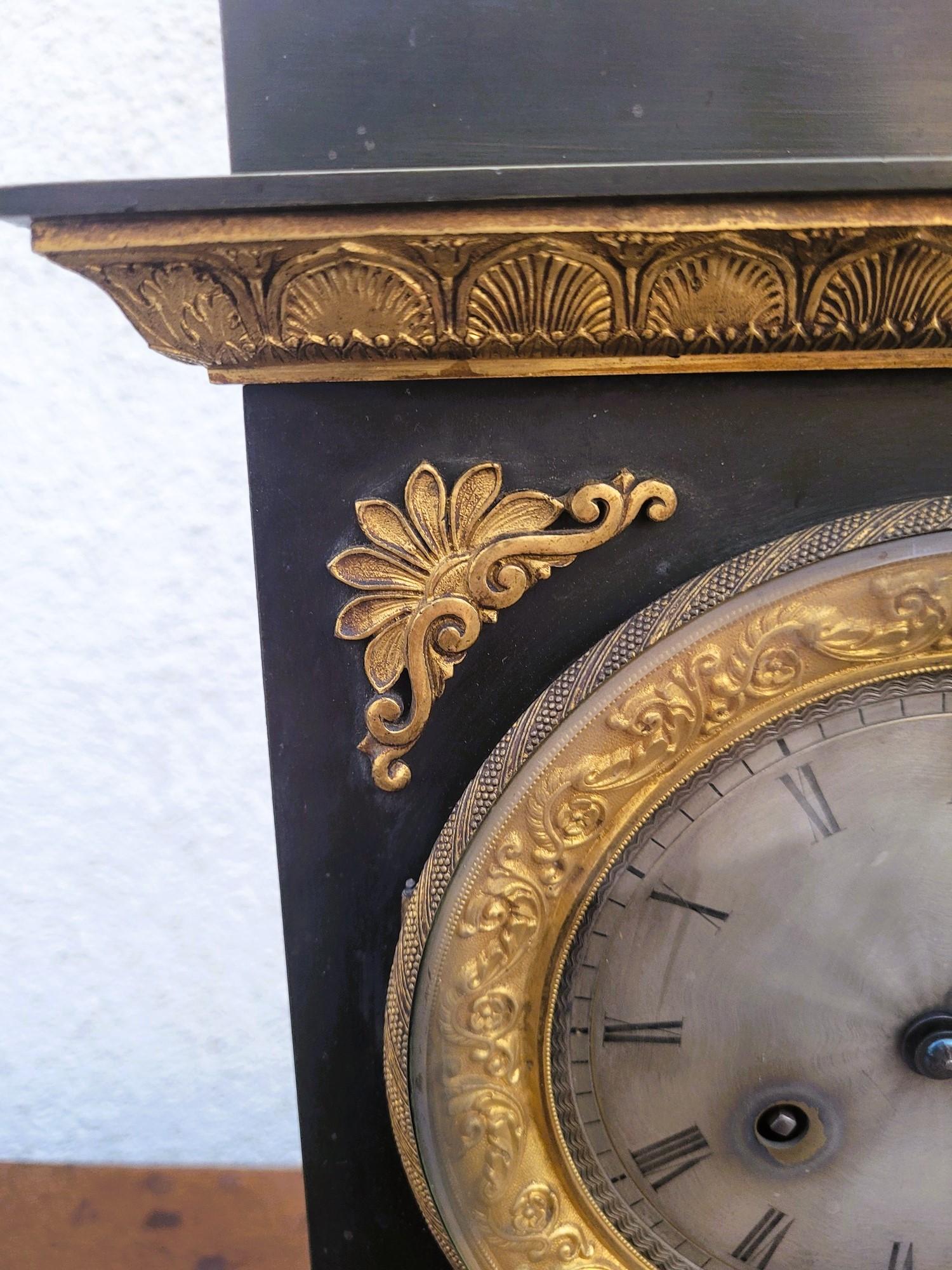 French Clock With Warrior Helmet, Bronze, 19th Century For Sale