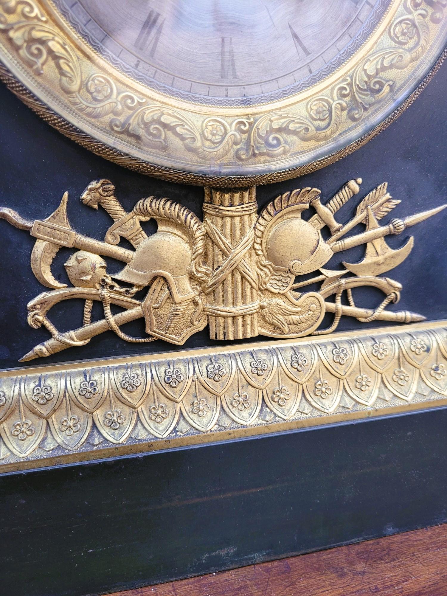 Clock With Warrior Helmet, Bronze, 19th Century For Sale 1