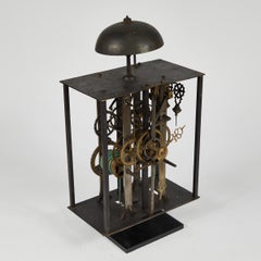 Clock Works from 19th Century Long Case Clock Mounted on Stand as Sculpture