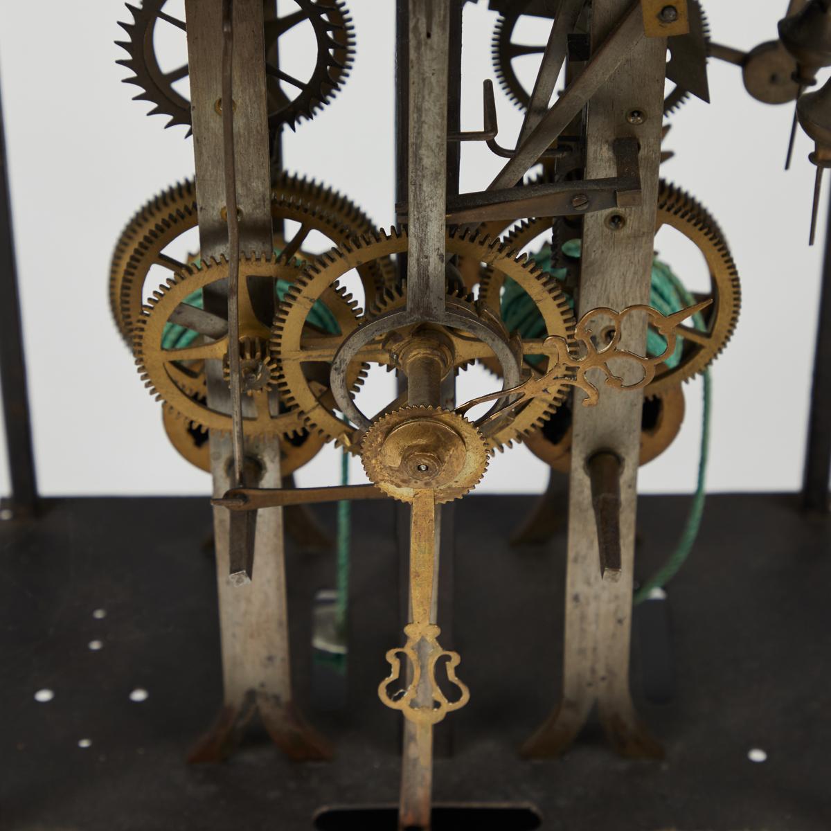 French Clock Works from 19th Century Long Case Clock Mounted on Stand as Sculpture