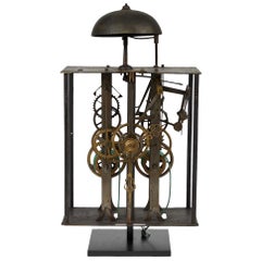 Clock Works from 19th Century Long Case Clock Mounted on Stand as Sculpture