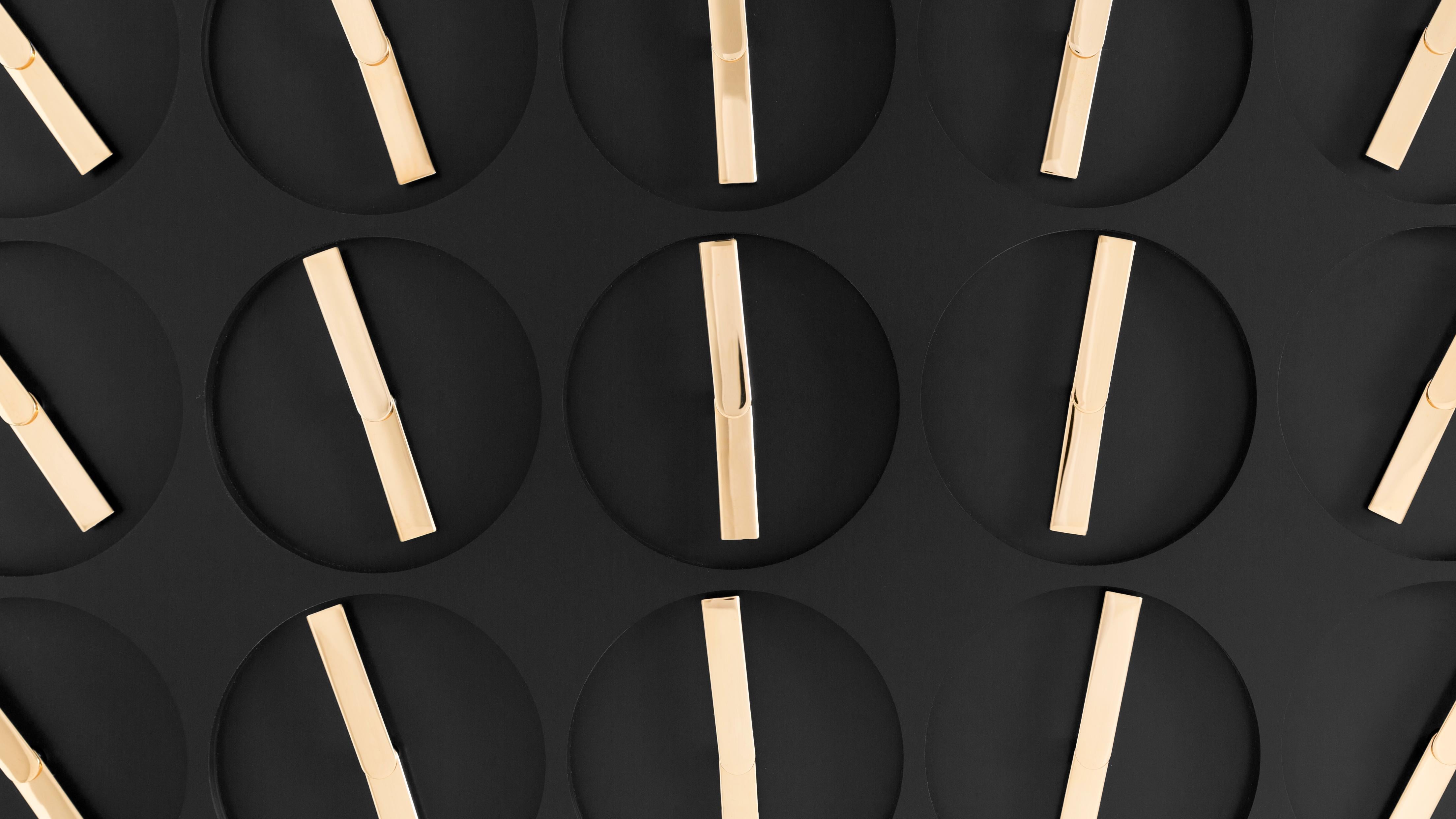 Swedish Clockclock 24 'Black' Kinetic Clock Gold Wall Sculpture by Humans since, 1982