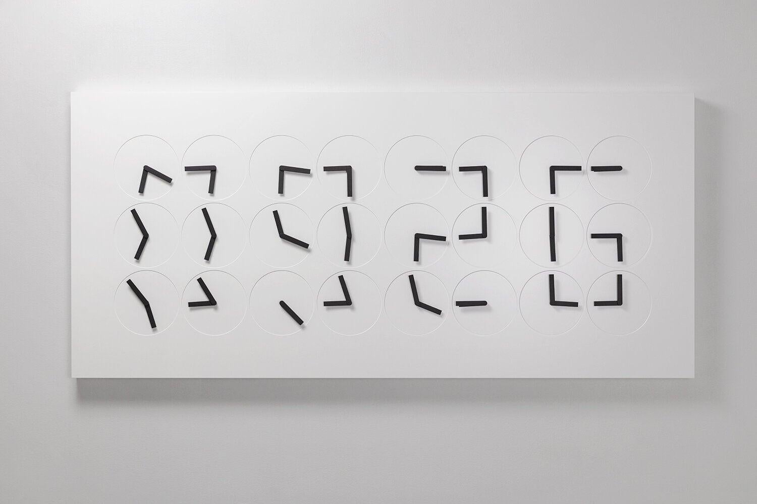ClockClock 24 is both a kinetic sculpture and a functioning wall clock. It has been a signature piece of Humans since 1982 since it was first launched in 2016. The individual clock hands veer from unpredictable, mechanical spinning to perfect