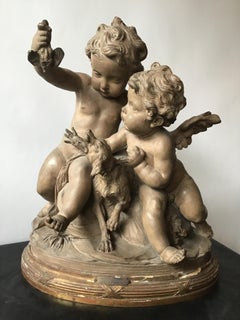 Clodian Terracotta Sculpture of Cherubs and Dog