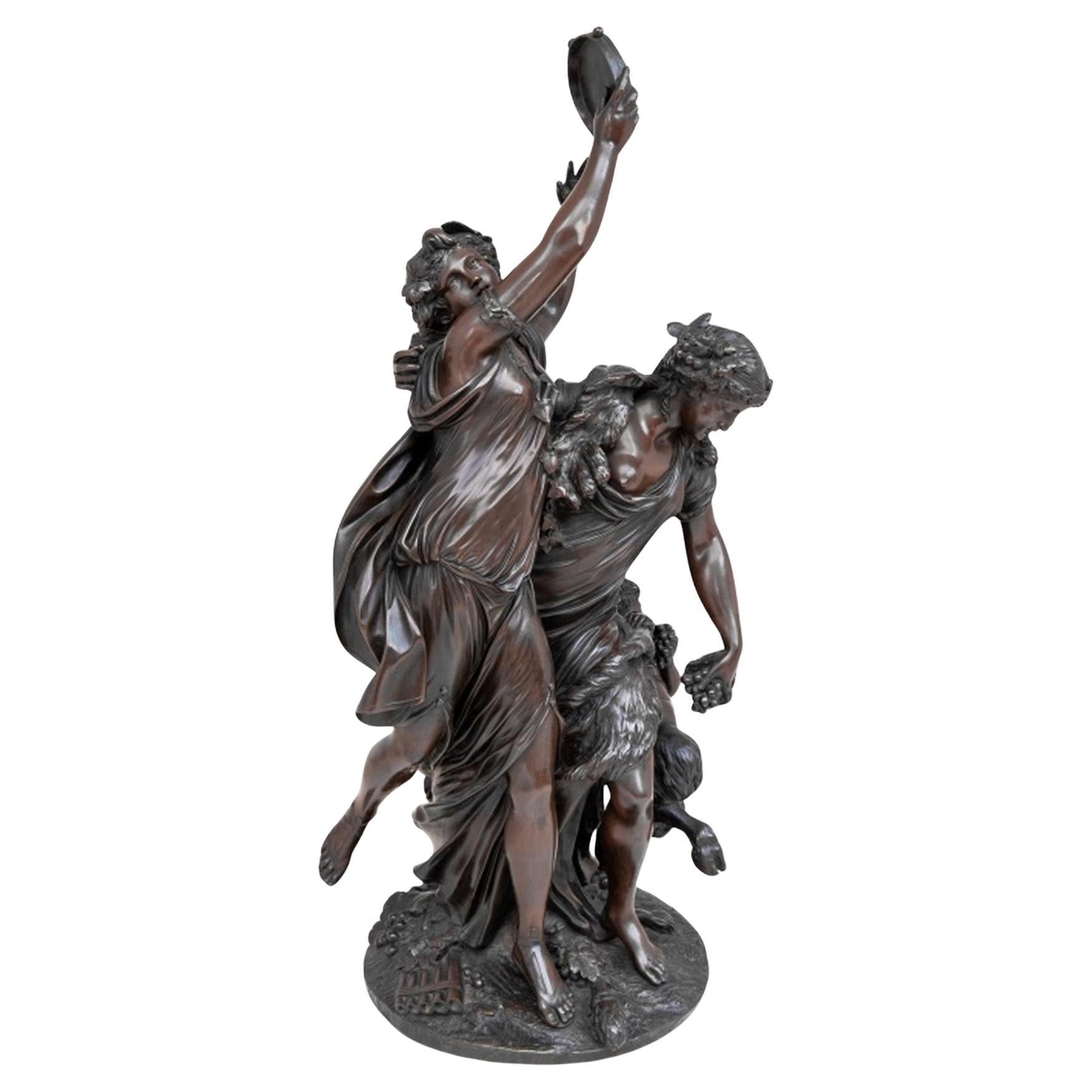Clodion „Bacchanal“ Skulptur aus patinierter Bronze