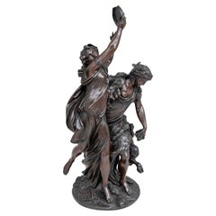 Antique Clodion "Bacchanal" Patinated Bronze Sculpture
