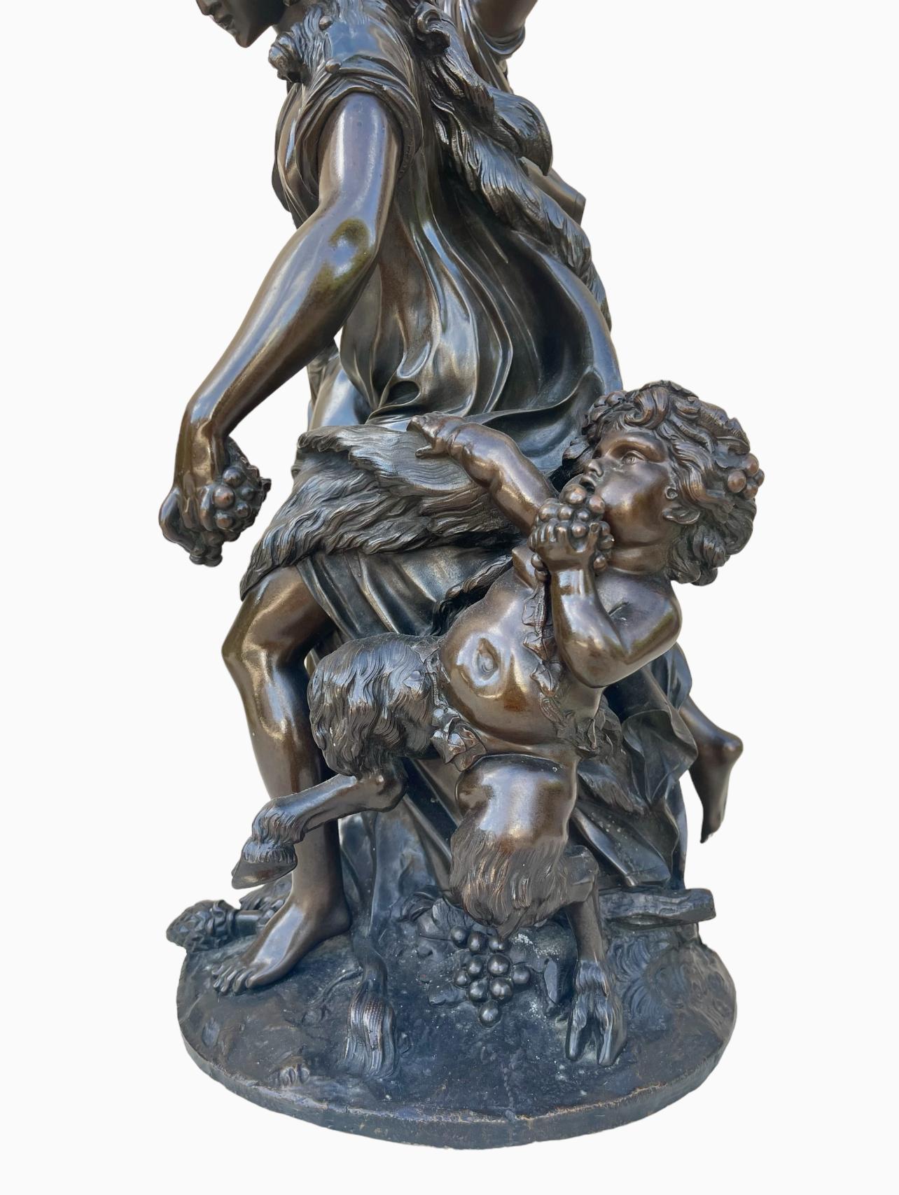 CLODION - Bronze, Bacchantes and Young Satyr For Sale 5