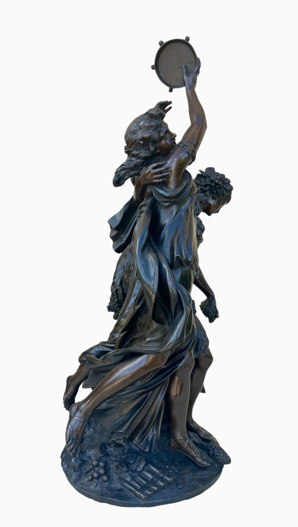 CLODION - Bronze, Bacchantes and Young Satyr For Sale 8