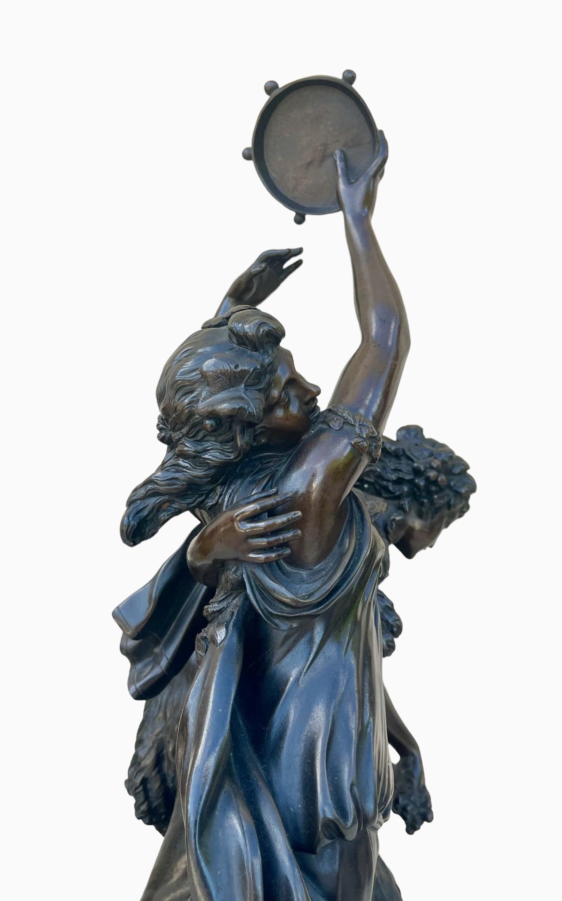 CLODION - Bronze, Bacchantes and Young Satyr For Sale 9