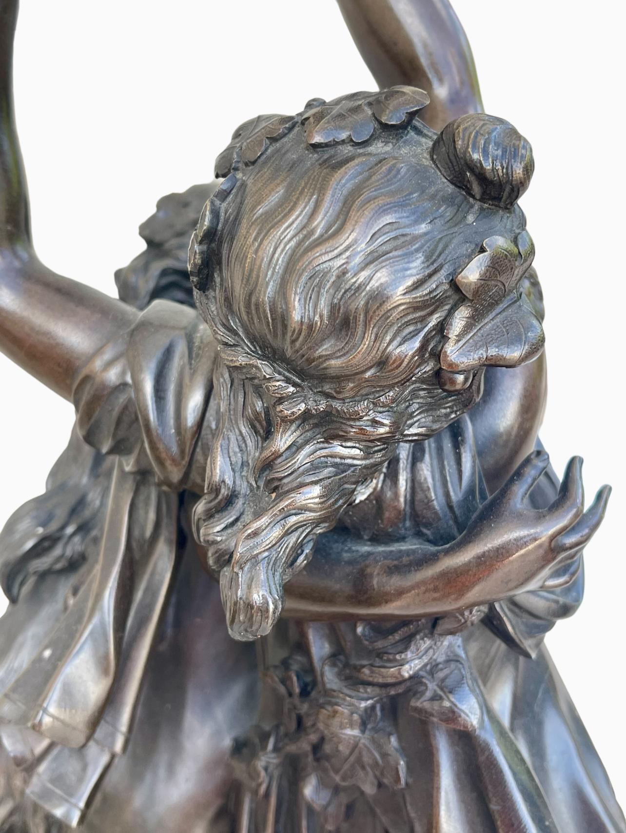 CLODION - Bronze, Bacchantes and Young Satyr For Sale 12