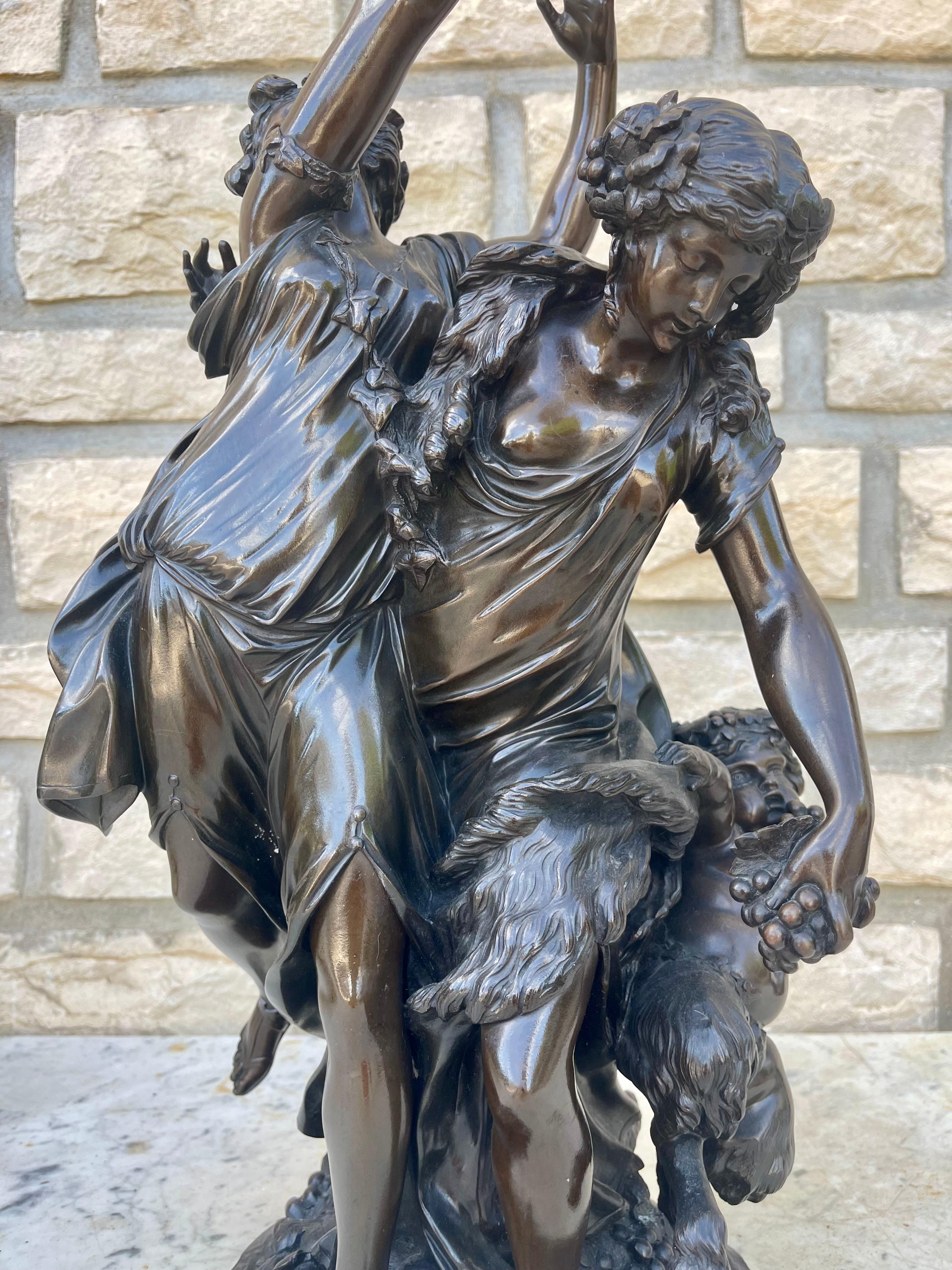 CLODION - Bronze, Bacchantes and Young Satyr For Sale 31