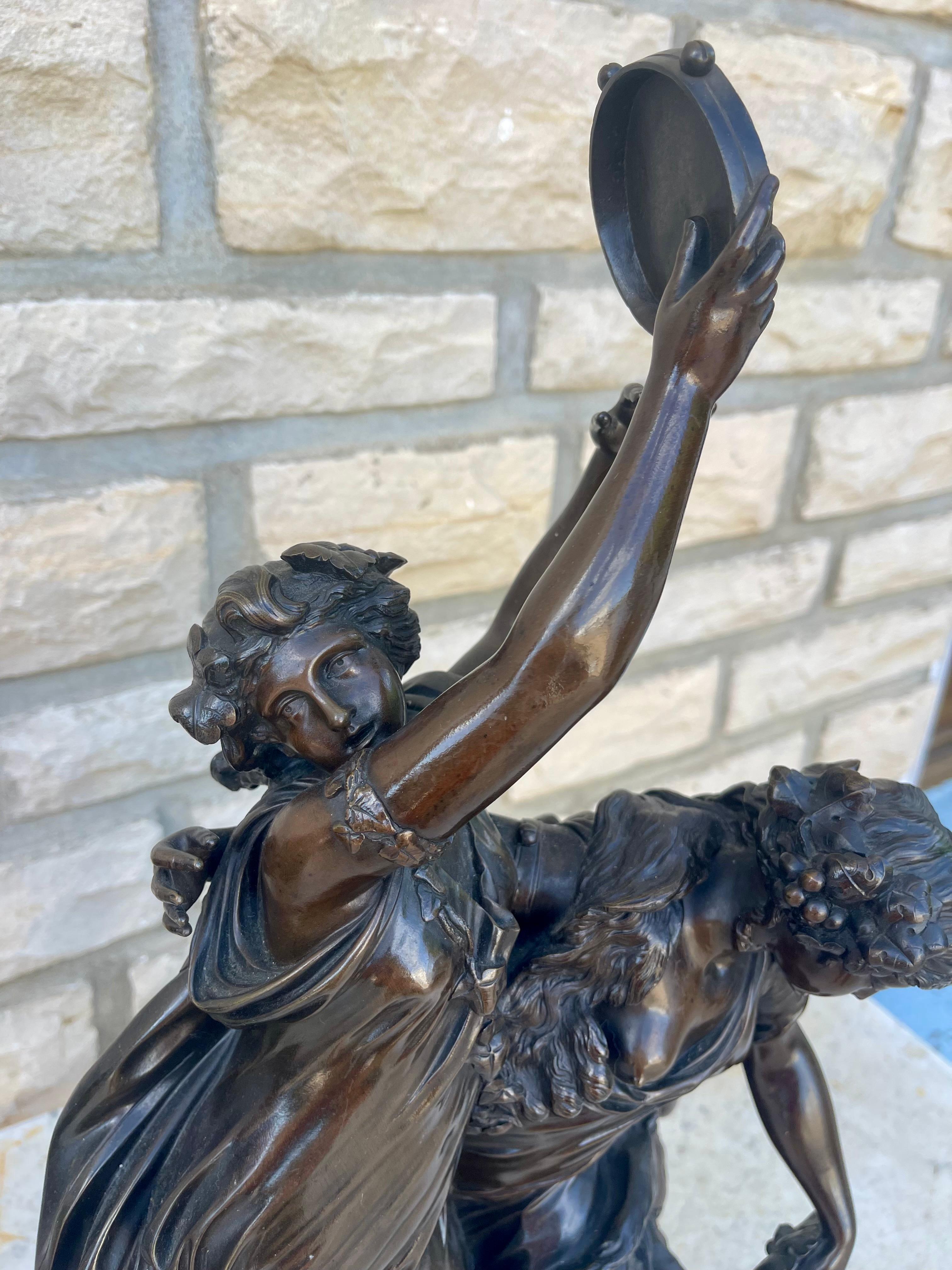 CLODION - Bronze, Bacchantes and Young Satyr For Sale 34