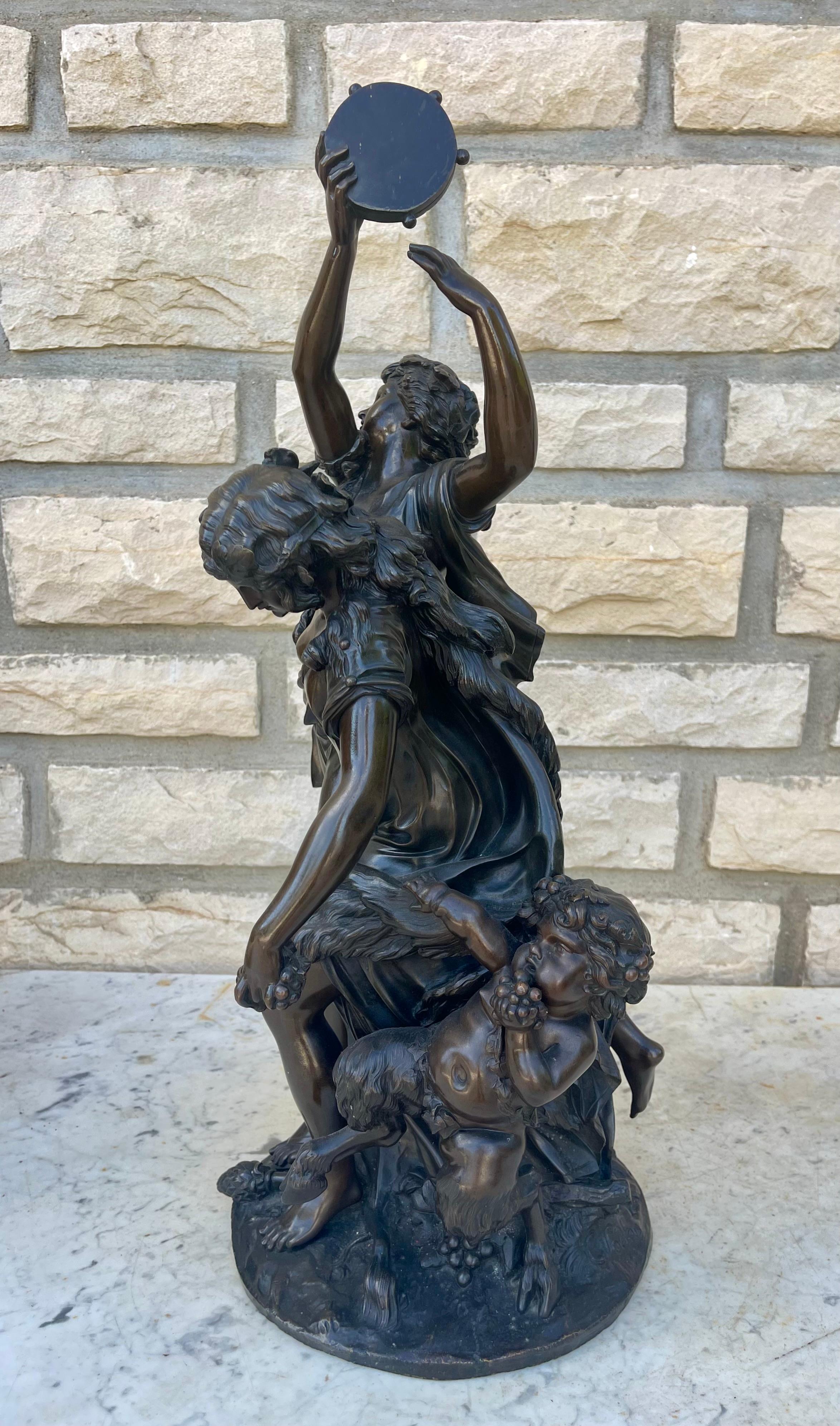 CLODION - Bronze, Bacchantes and Young Satyr For Sale 37