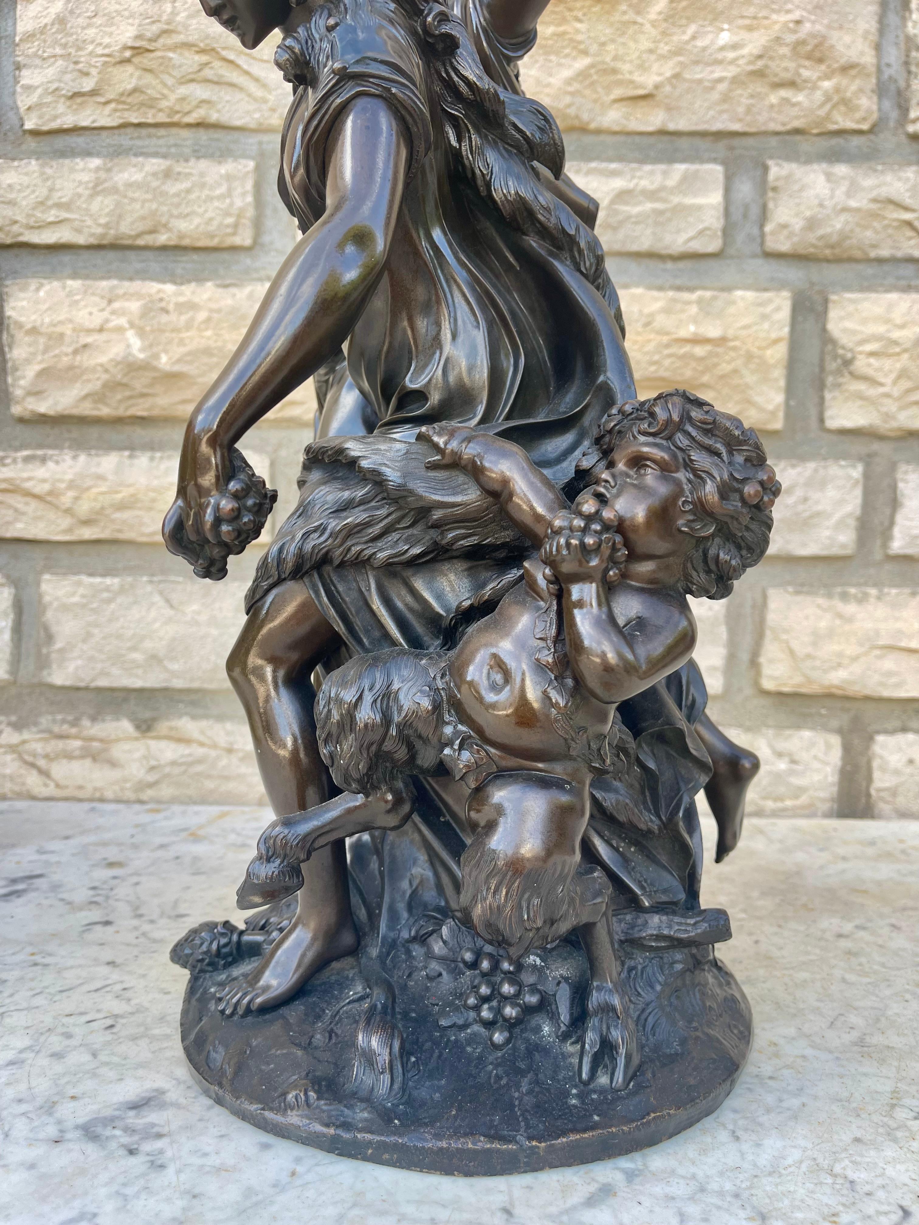 CLODION - Bronze, Bacchantes and Young Satyr For Sale 38