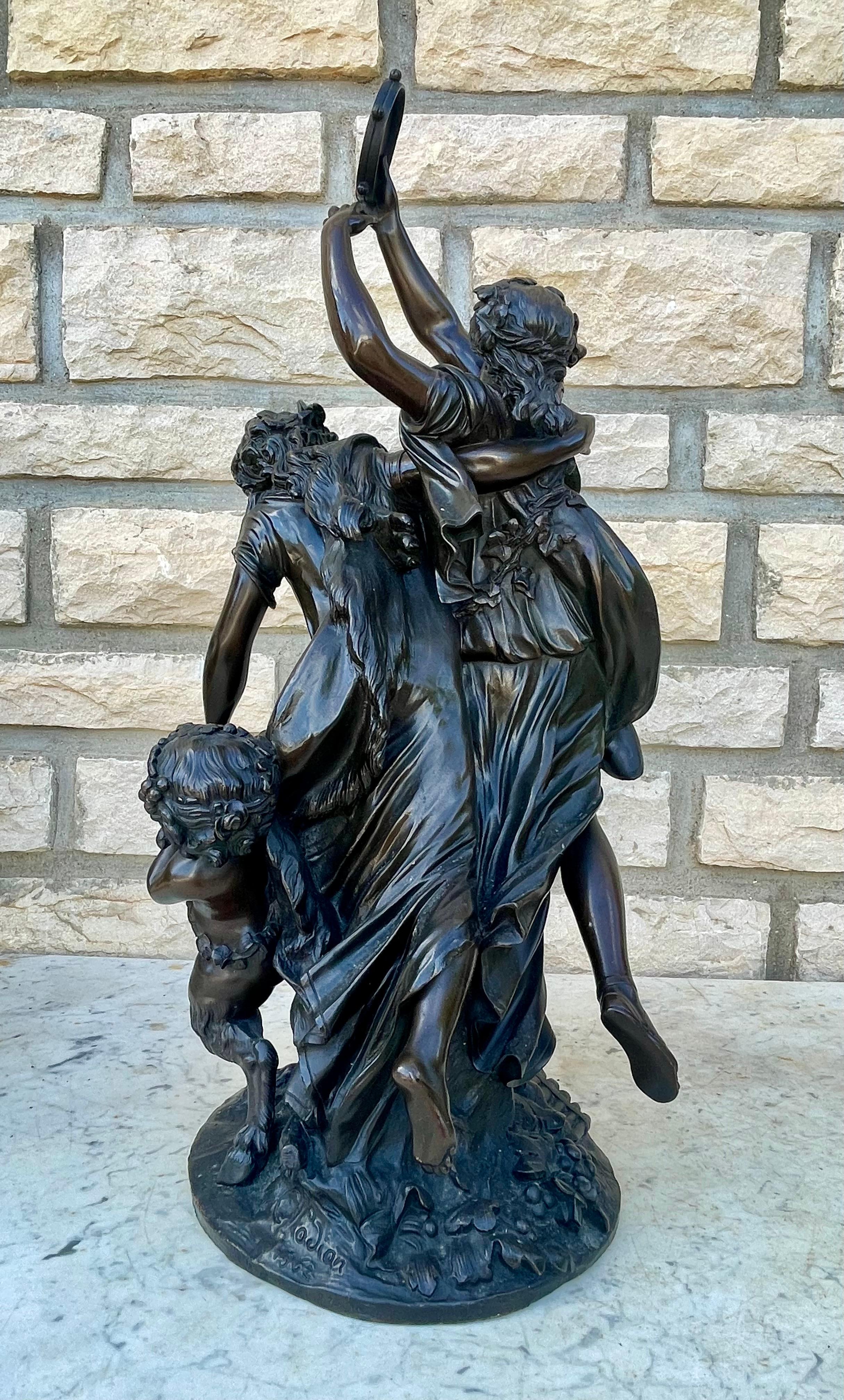 CLODION - Bronze, Bacchantes and Young Satyr For Sale 39