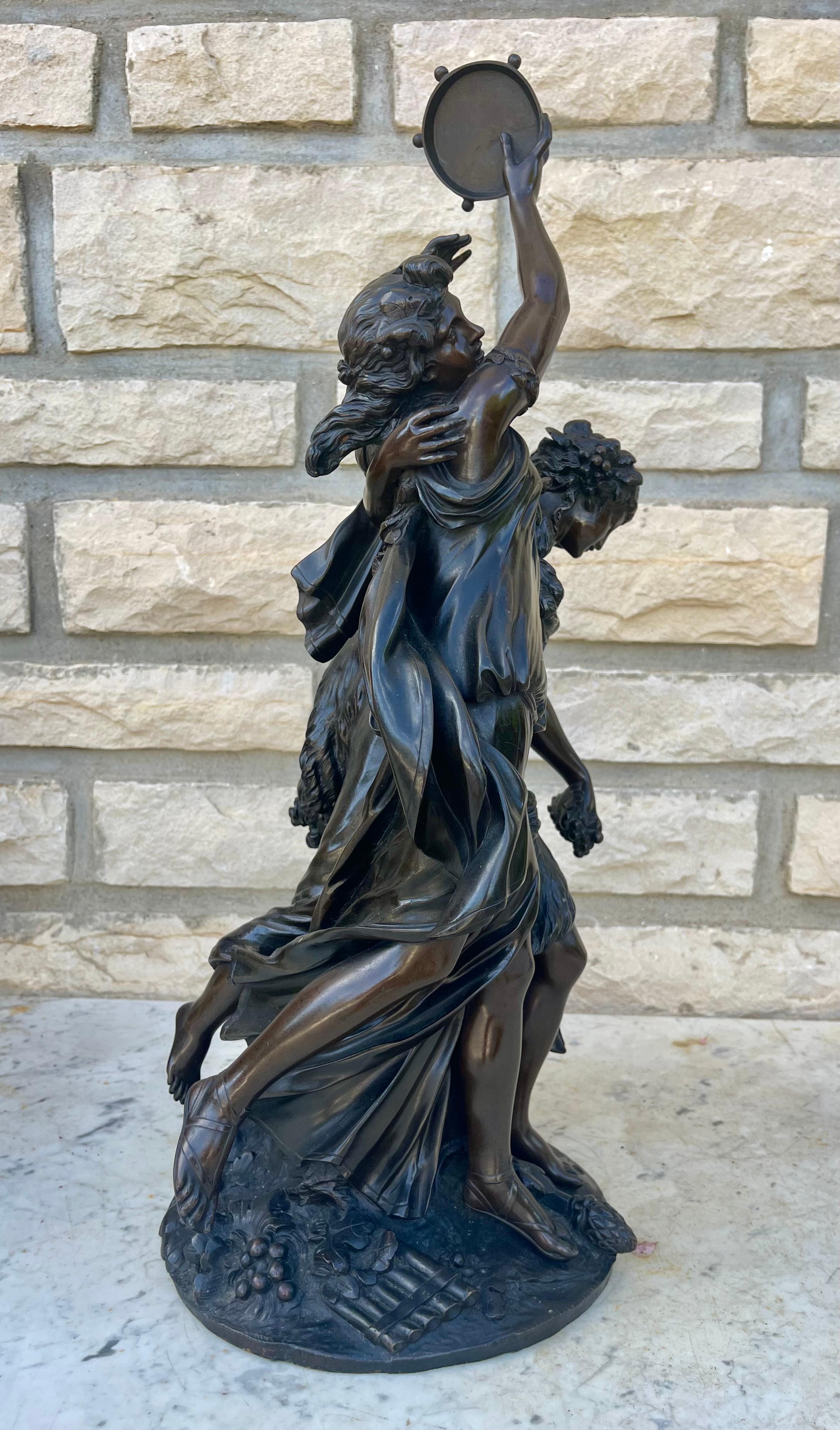 CLODION - Bronze, Bacchantes and Young Satyr For Sale 42