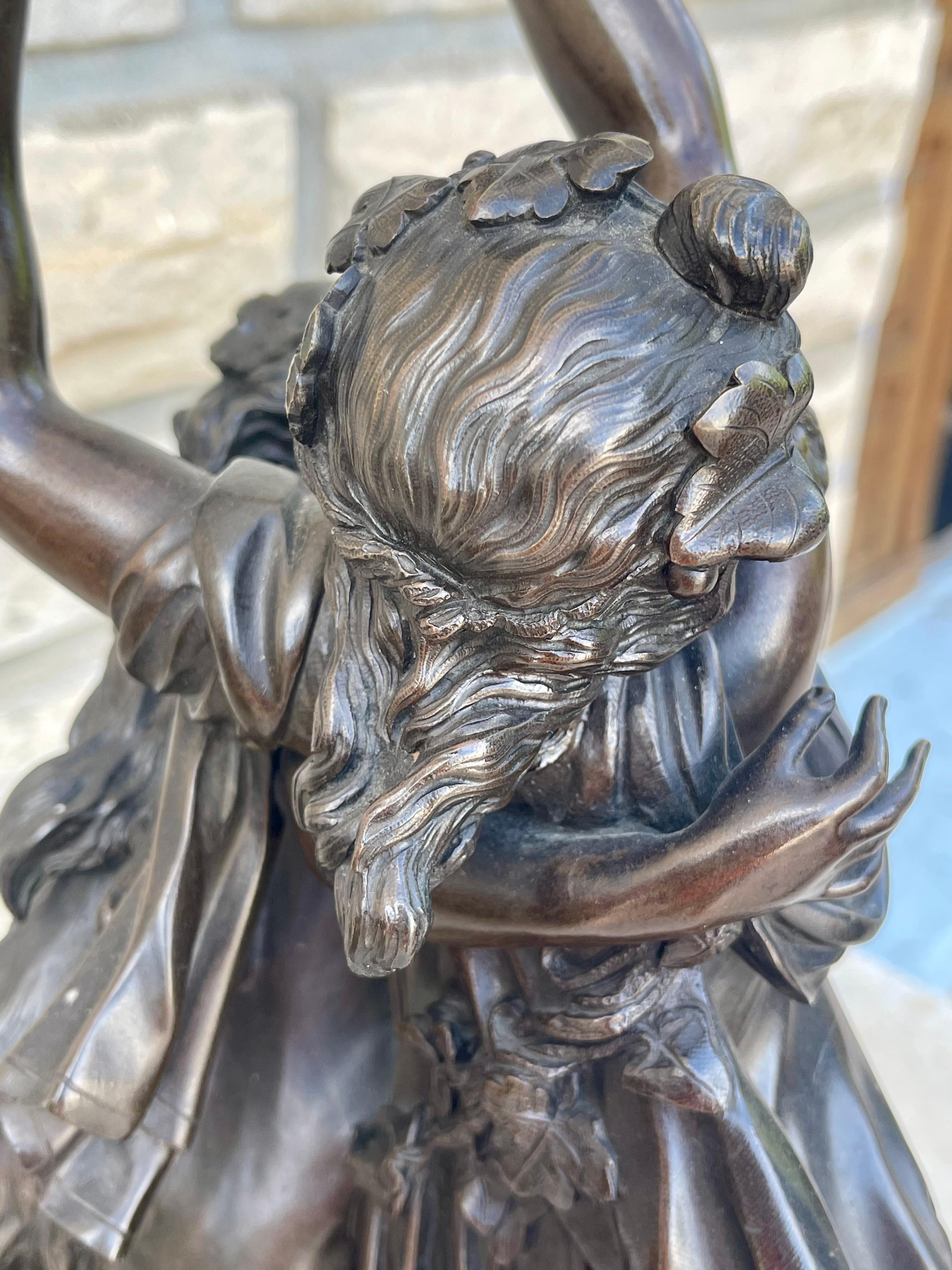 CLODION - Bronze, Bacchantes and Young Satyr For Sale 45