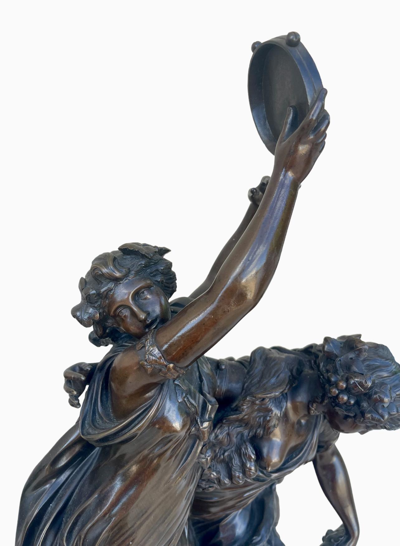 CLODION - Bronze, Bacchantes and Young Satyr For Sale 1