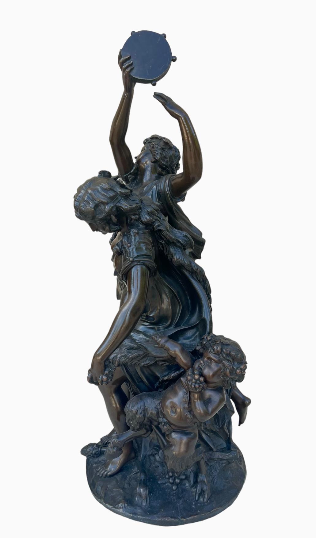 CLODION - Bronze, Bacchantes and Young Satyr For Sale 4