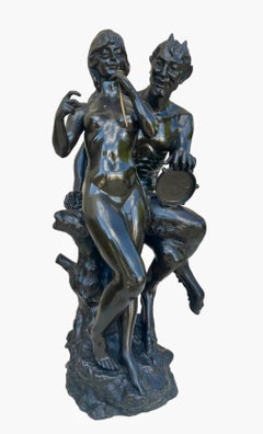 CLODION - Bronze, Satyr and Baccante