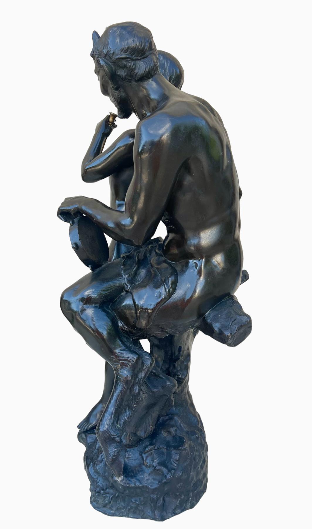 CLODION - Bronzo, Satiro e Baccante in vendita 4