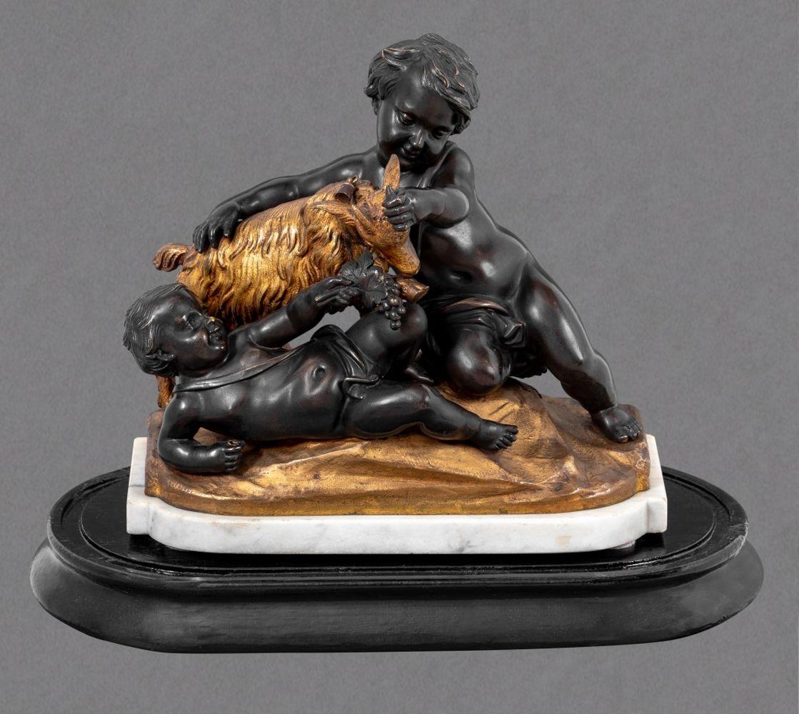 French Clodion Cherub Figural Group Bronze Sculpture For Sale