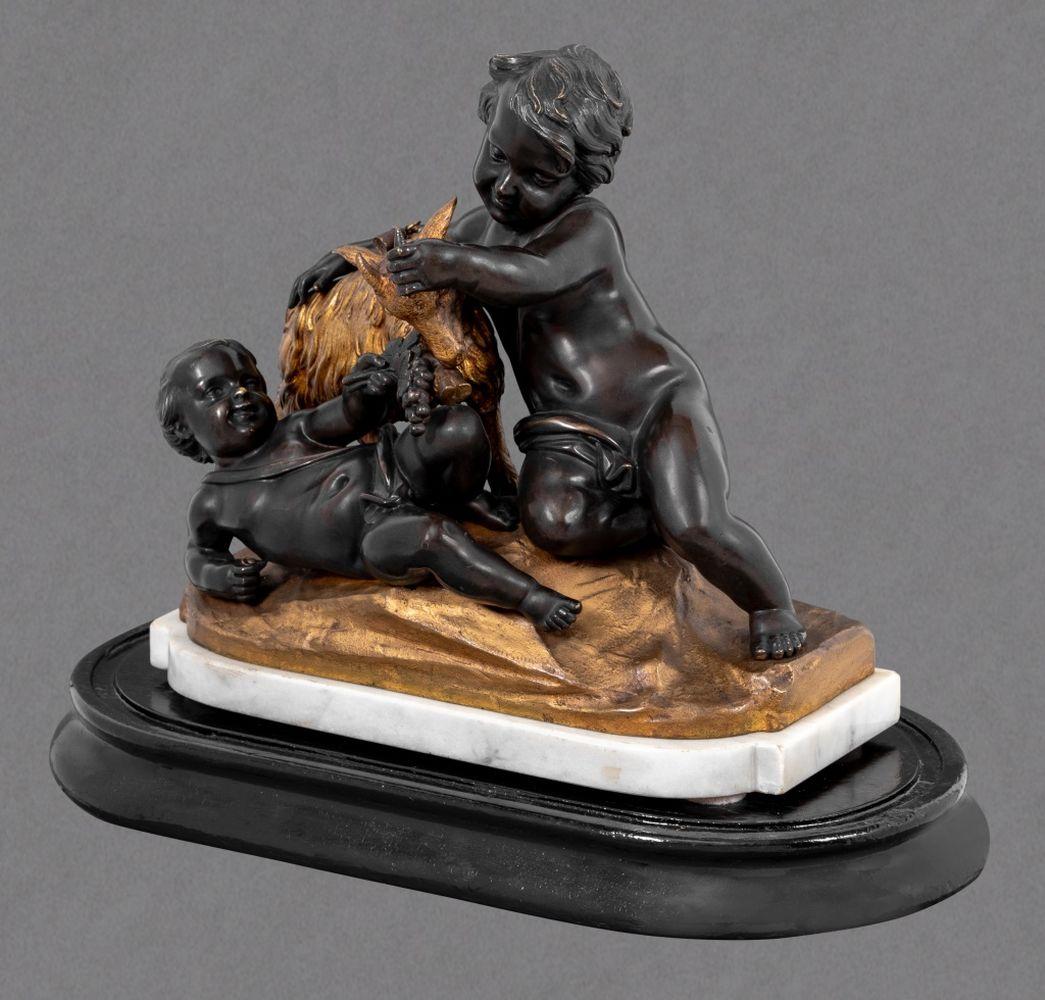 Ebonized Clodion Cherub Figural Group Bronze Sculpture For Sale