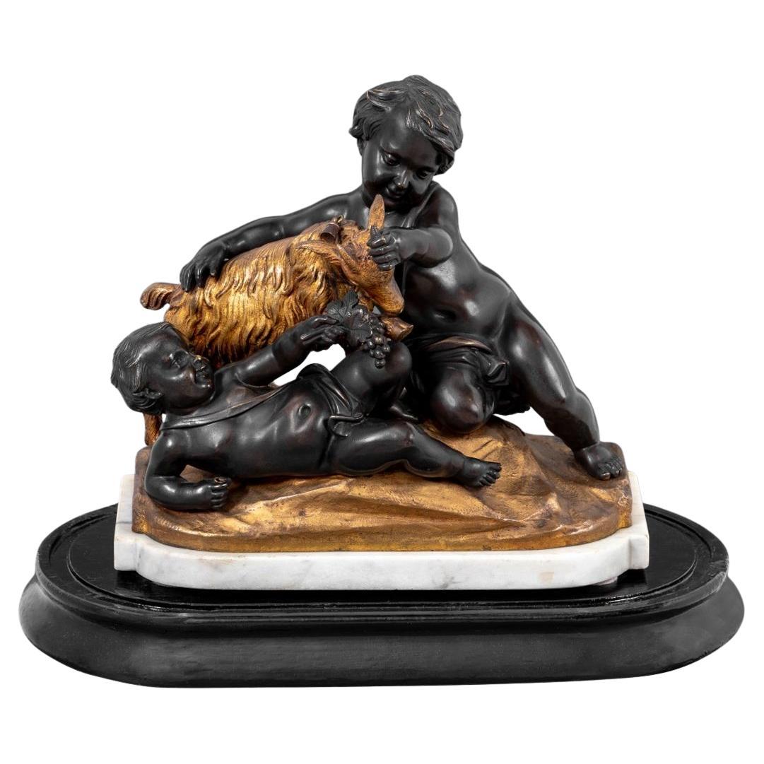 Clodion Cherub Figural Group Bronze Sculpture