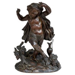 Antique Clodion "Dancing Cherub" Patinated Bronze