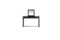 Contemporary Beauty Dresser Unit Black Lacquered Crossed Leather and Mirror