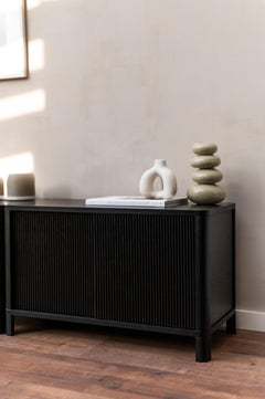 Cloe, Black Side Table with Black Wood Doors