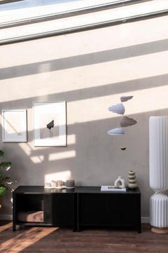 Cloe, Black Tv Stand with Black Wood Doors