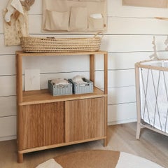 Cloe, Oak Side Table with Wood Doors