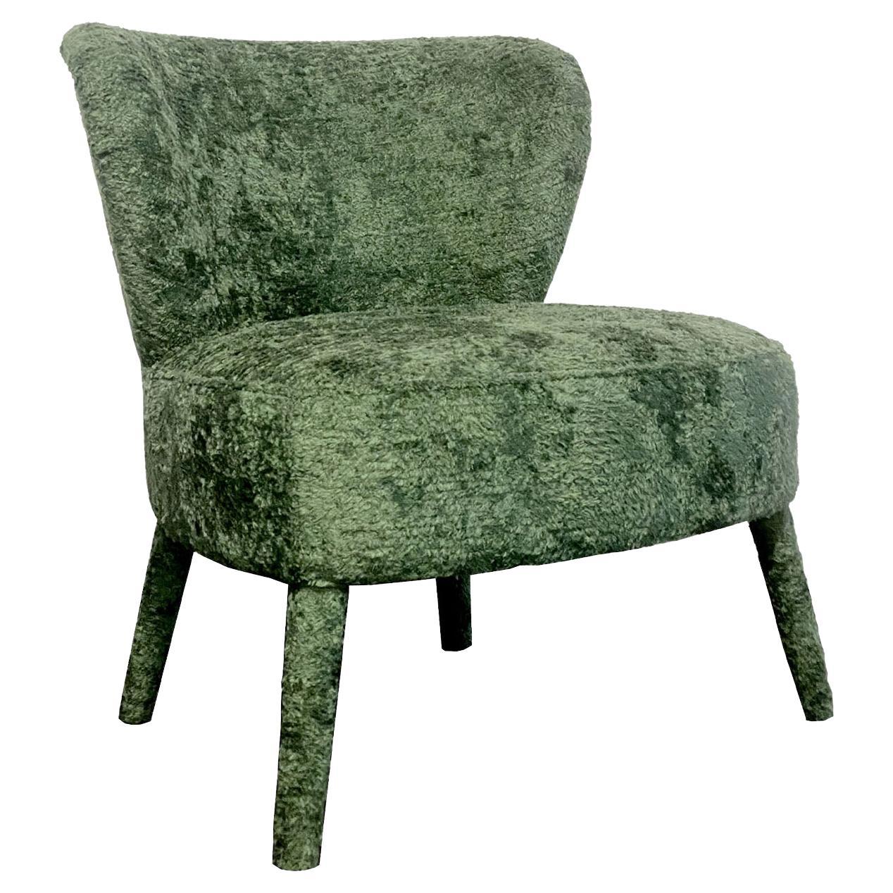 Cloe' Upholstered Green Lounge Chair For Sale